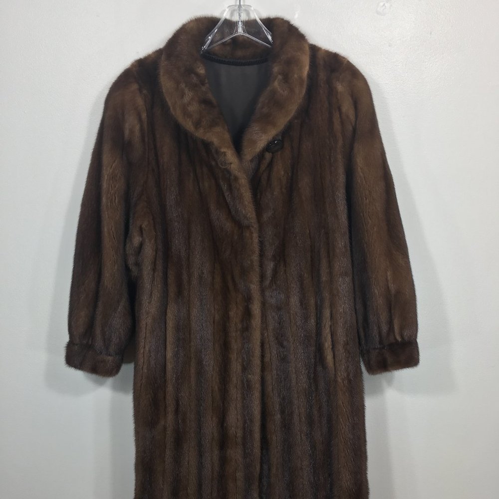 Classic MINK fur coat mahogany brown Women's Medium jacket 524